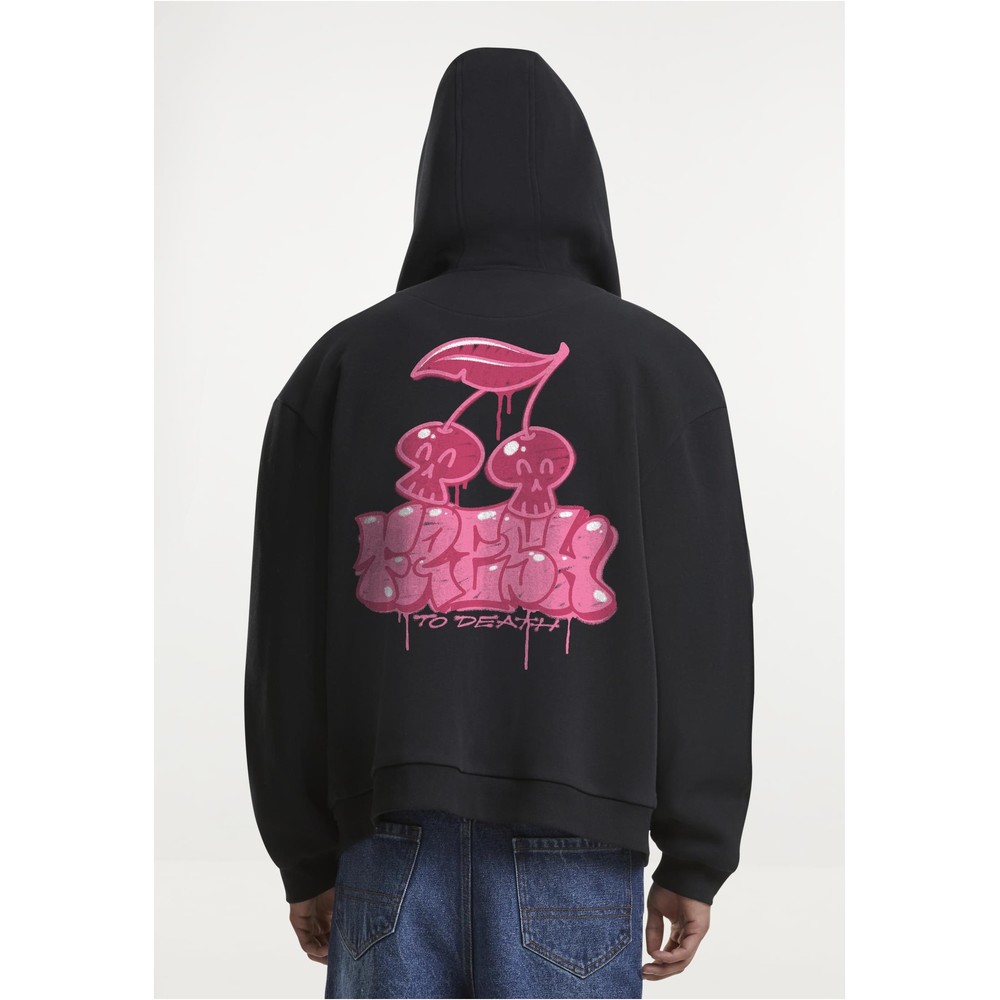 Mister Tee - Fresh to Death Cherries Fluffy Kapuzenpullover mit Reißverschluss - Schwarz